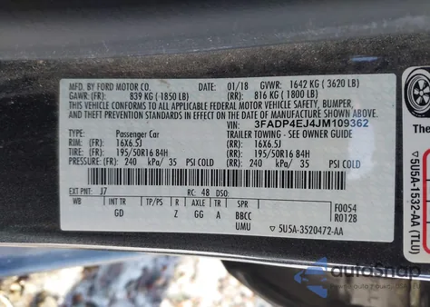 2018 Ford Fiesta Se from USA, damaged, VIN 3FADP4EJ4JM109362